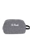 Mc2 Saint Barth Herringbone-pattern Embroidered-logo Wash Bag In Gray