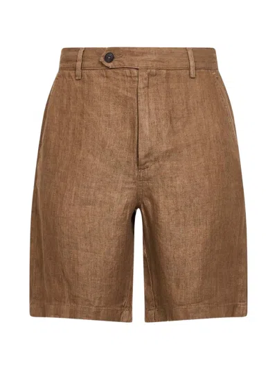 Mc2 Saint Barth Brown Herringbone Linen Sebastian Bermuda Shorts