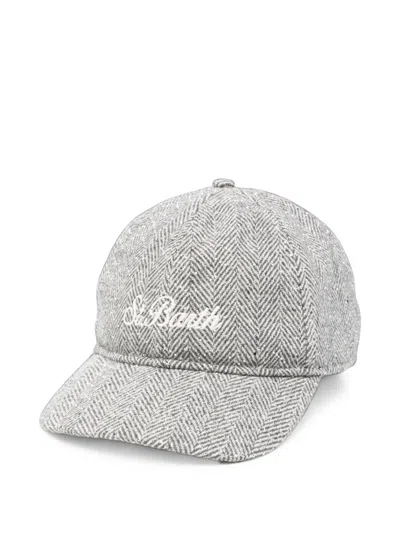 Mc2 Saint Barth Herringbone-pattern Baseball Cap In Gray