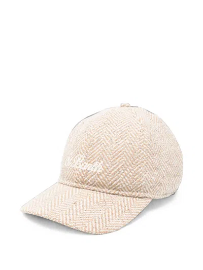 Mc2 Saint Barth Herringbone-pattern Embroidered-logo Baseball Cap In Neutral