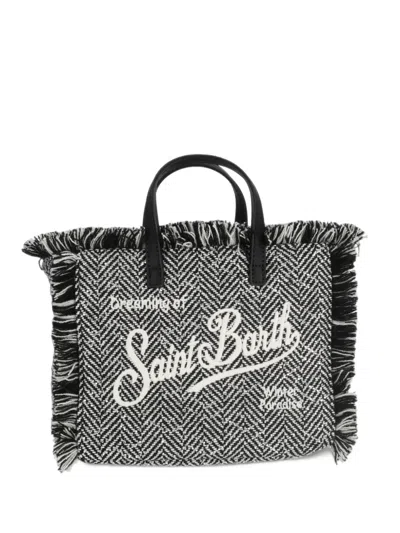 Mc2 Saint Barth Herringbone-pattern Fringed Tote Bag In Multi