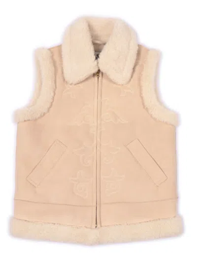 Mc2 Saint Barth Kids' Hesketh Jr Shearling-tex Embroidery 10 In Neutral