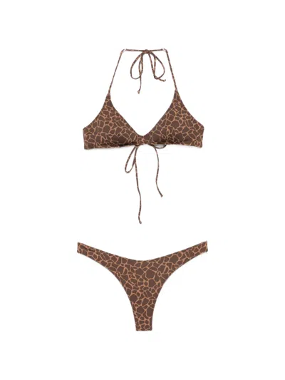 Mc2 Saint Barth Hesni Animal-print Bikini In Brown