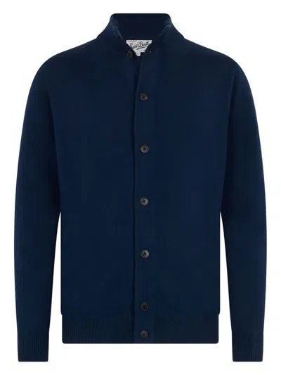 Mc2 Saint Barth High-neck Button Cardigan In Blue