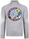 Mc2 Saint Barth Man Half-turtleneck Sweater With Matterhorn Jacquard Print In Grey