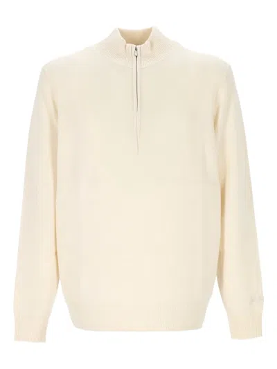 Mc2 Saint Barth High-neck Zip-up Sweater In Neutral