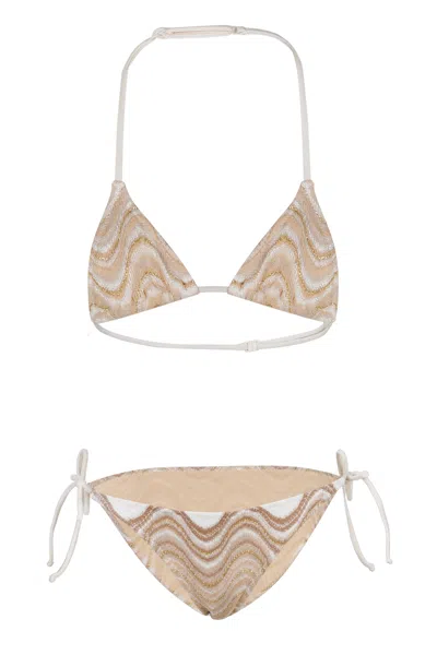 Mc2 Saint Barth Holly Sea Wave Triangle Bikini In Brown
