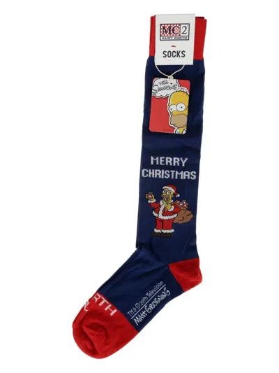 Mc2 Saint Barth Homer Simpson Jacquard Socks In Blue