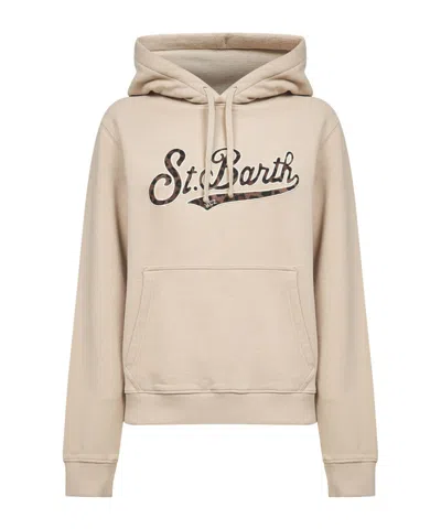 Mc2 Saint Barth Hooded Kangaroo Pocket Sweater In Neutral