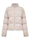 Mc2 Saint Barth Beige Cable-knit Wool Mya Down Jacket In Neutral