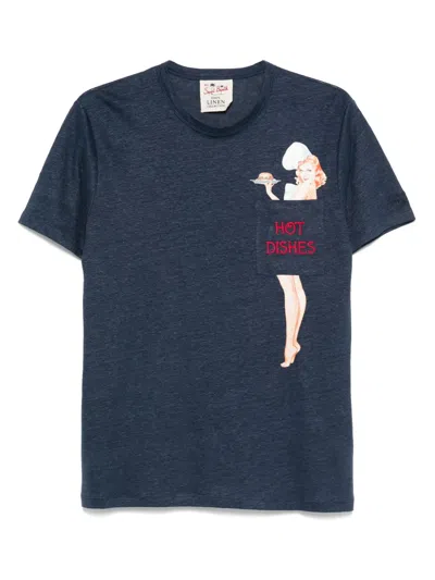 Mc2 Saint Barth Hot Dishes Linen T-shirt In Blue