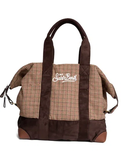 Mc2 Saint Barth Houndstooth-pattern Duffle Bag In Brown