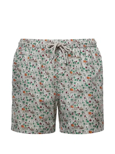 Mc2 Saint Barth Ibiza-print Drawstring Swim Shorts In Multi