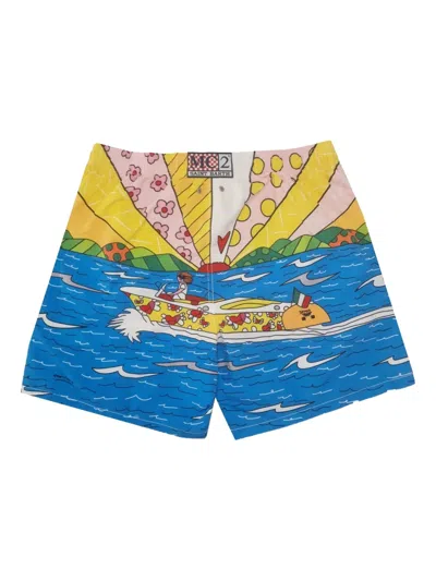 Mc2 Saint Barth Illustration-print Swim Shorts In Blue