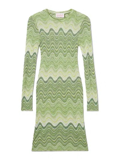 Mc2 Saint Barth Imany Long-sleeved Dress Rachel Sea Wave Soft In Green