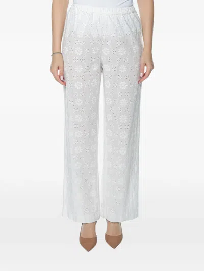 Mc2 Saint Barth Inez Broderie-anglaise Trousers In Blue