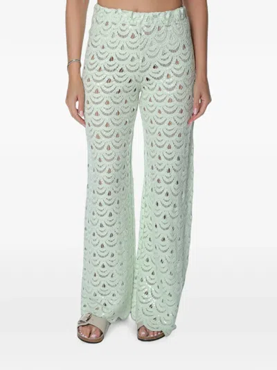 Mc2 Saint Barth Inez Crochet Sequin-embellished Trousers In Green