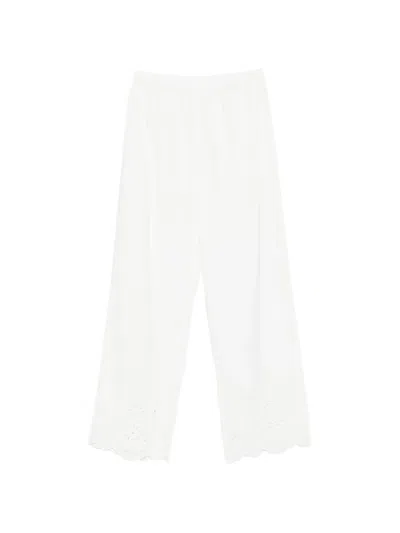 Mc2 Saint Barth Inez Scalloped-hem Trousers In White