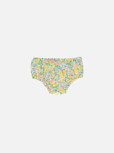 Mc2 Saint Barth Babies' Infant Bloomers Pimmy With Betsy Print Made With Liberty Fabric In Yellow