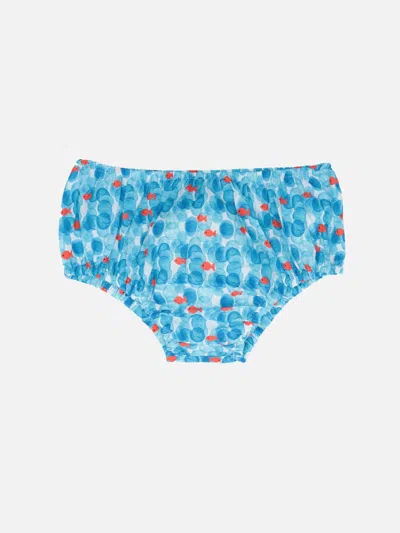 Mc2 Saint Barth Babies' Infant Bloomers Pimmy With Bubbles And Fishes Print In Sky
