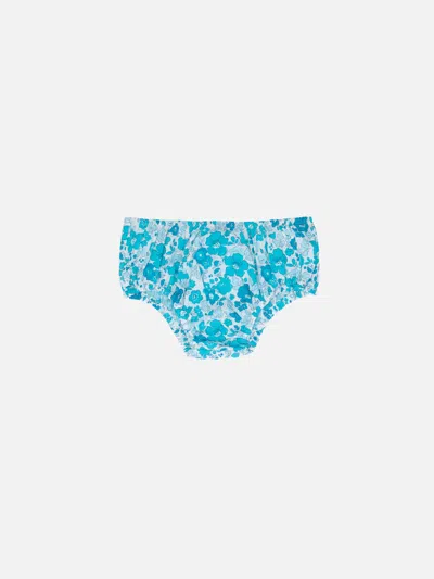 Mc2 Saint Barth Babies' Infant Bloomers Pimmy With Flower Print In Blue