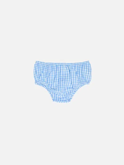 Mc2 Saint Barth Babies' Infant Bloomers Pimmy With Gingham Print In Sky