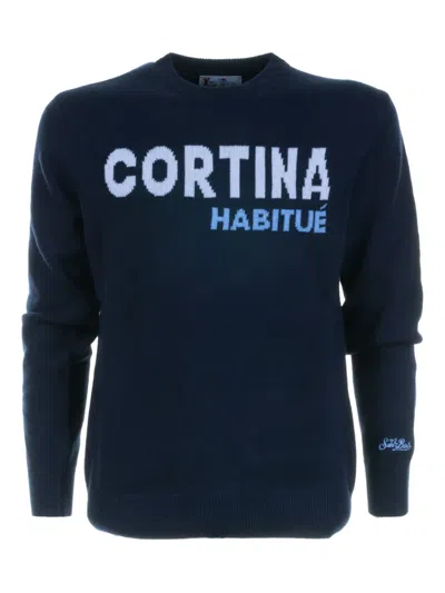 Mc2 Saint Barth Intarsia-knit Sweater In Blue