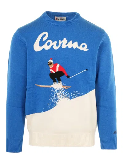 Mc2 Saint Barth Intarsia-knit Sweater In Blue