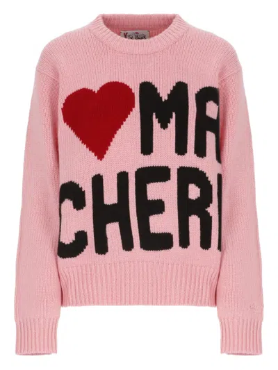 Mc2 Saint Barth Intarsia Sweater In Pink