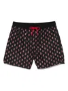 Mc2 Saint Barth Man Light Fabric Swim Shorts With Milan Print Milan Special Edition In Black