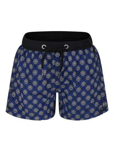 Mc2 Saint Barth Kids' Inter-print Swim Shorts In Blue
