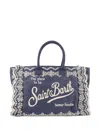 Mc2 Saint Barth Intricate Lace-embroidered Rectangular Tote Bag In Blue