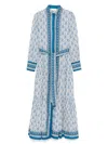 Mc2 Saint Barth Intricate Patterned Blue Shirt With Tie Waist And Puff Sleeves