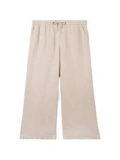 Mc2 Saint Barth Irma Fringed Linen Trousers In Neutral
