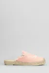 Mc2 Saint Barth Isa Fringe Slipper-mule In Rose-pink Canvas In Pink