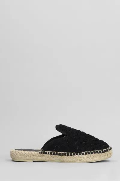 Mc2 Saint Barth Isa Macrame Slipper-mule In Black Canvas