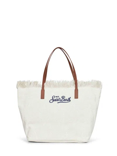 Mc2 Saint Barth Fringed-edge Shoulder Bag In White