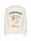 Mc2 Saint Barth Ivory Heron Embroidered Sweater In White