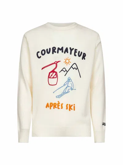 Mc2 Saint Barth Ivory Heron Embroidered Sweater In White