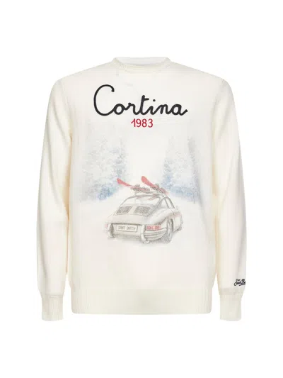 MC2 SAINT BARTH IVORY JACQUARD PRINT HERON SWEATER
