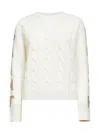 Mc2 Saint Barth Cable-knit Lettering Sleeves Sweater In White