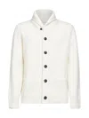 Mc2 Saint Barth Ivory Ribbed Wool Glasgow Cardigan In White