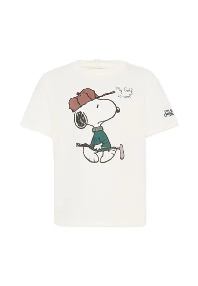 Mc2 Saint Barth Kids' Ivory T-shirt For Boy With Snoopy Print In White