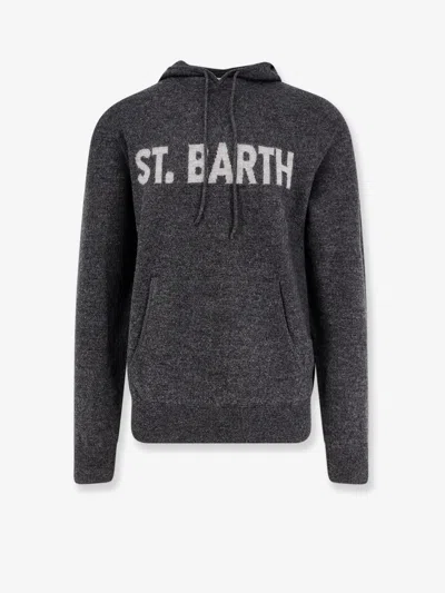 Mc2 Saint Barth Jack Wool Sweatshirt With Front Logo Inlay In Black