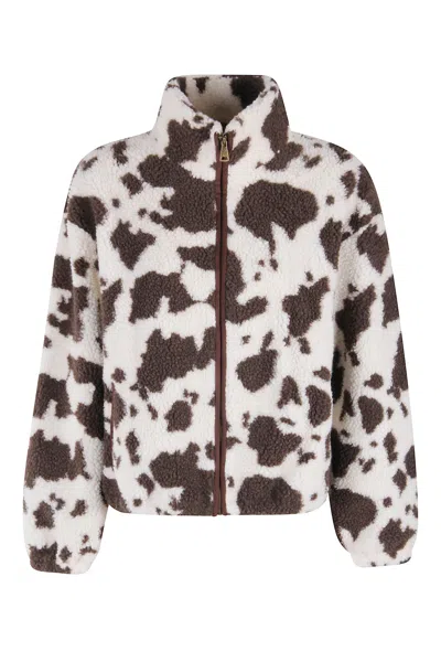 Mc2 Saint Barth Bercy Cow Skin-print Jacket In White