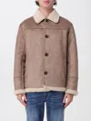 Mc2 Saint Barth Shearling Collar Coat In Brown