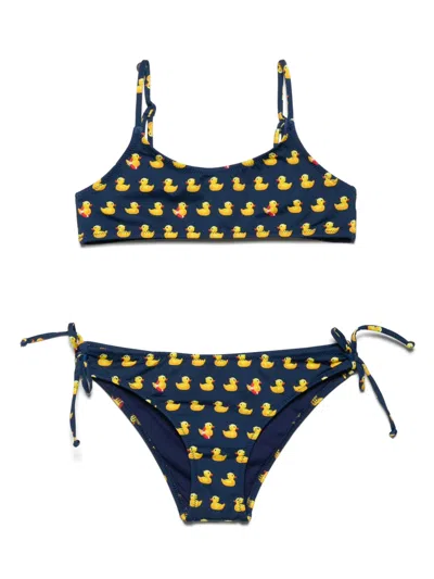 Mc2 Saint Barth Kids' Jaiden Duck-print Bikini In Blue