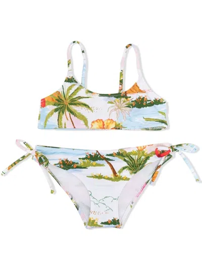 Mc2 Saint Barth Jaiden Lagoon-print Bikini Set In White
