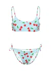 Mc2 Saint Barth Jaiden Love Cherry Printed Bralette Bikini In Blue