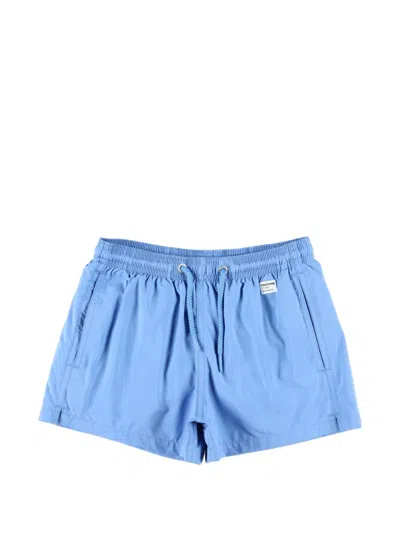 Mc2 Saint Barth Kids' Jean Drawstring Beach Shorts In Blue